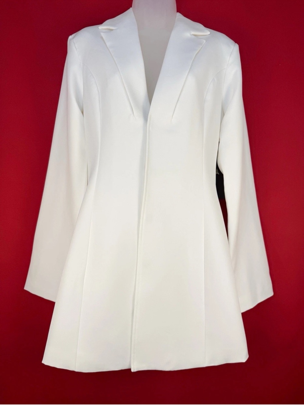 Sz US 6 Small Medium ❤️ Maniere De Voir White Blazer Women’s Dress Waist Fitted